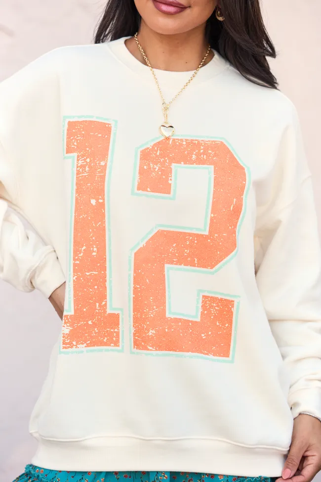 NonRestrictive Fit LightweightWeave 12 Cream Graphic Sweatshirt
