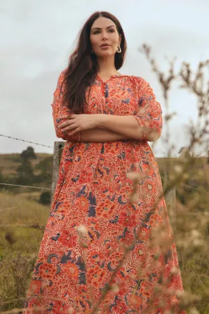 Mid layer Stylish Waistband Design Robin Tunic Dress in Crimson Haze