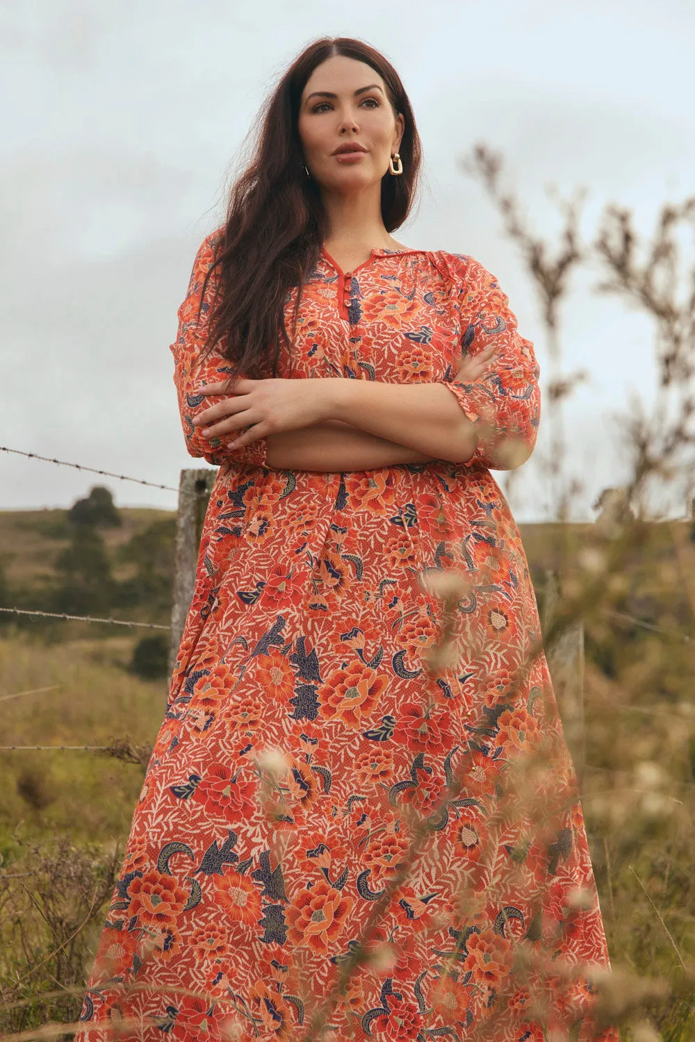 Mid layer Stylish Waistband Design Robin Tunic Dress in Crimson Haze