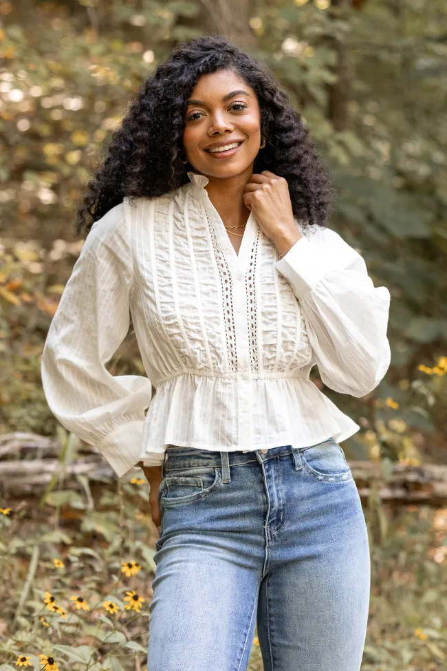 Abby Lou White Long Sleeve Blouse Flexible Joints Prince Core