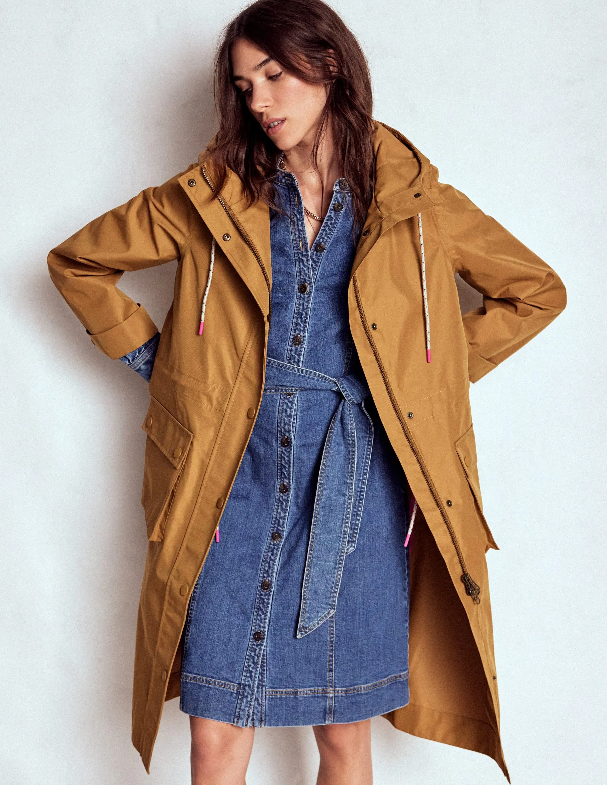 Longline Rain Mac-Hazelnut Brown Advanced Layering System Anti Slip Interior