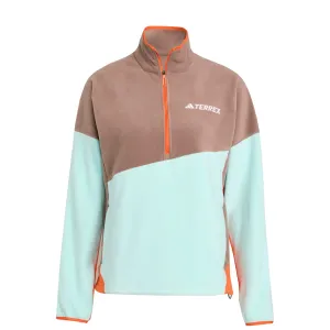 Street Casual Street Ready Adidas Terrex Womens MT Fleece Anorak Trace Brown / Semi Flash Aqua / Semi Impact Orange