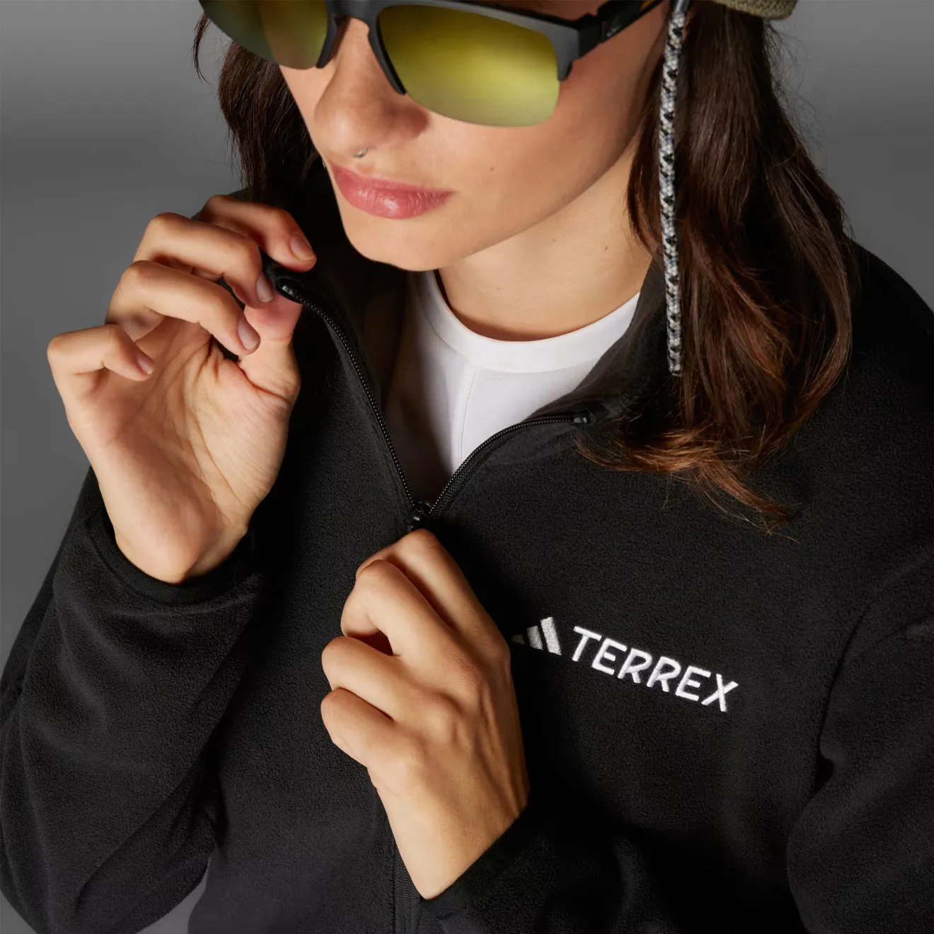 Adidas Terrex Womens Multi Essentials Full-Zip Fleece Jacket Black Midweight Gear Slope Ready