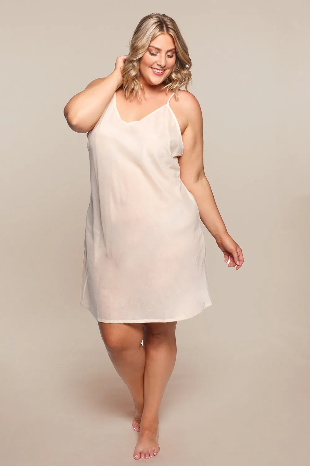 Adrift Cotton Slip in Ecru Mesh-Sleeve