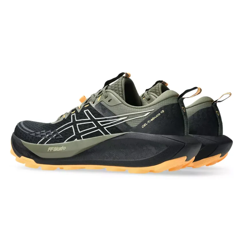 Reflective Safety Detailing lace - up Asics Mens Trainer Gel-Trabuco 13 Black/Cream