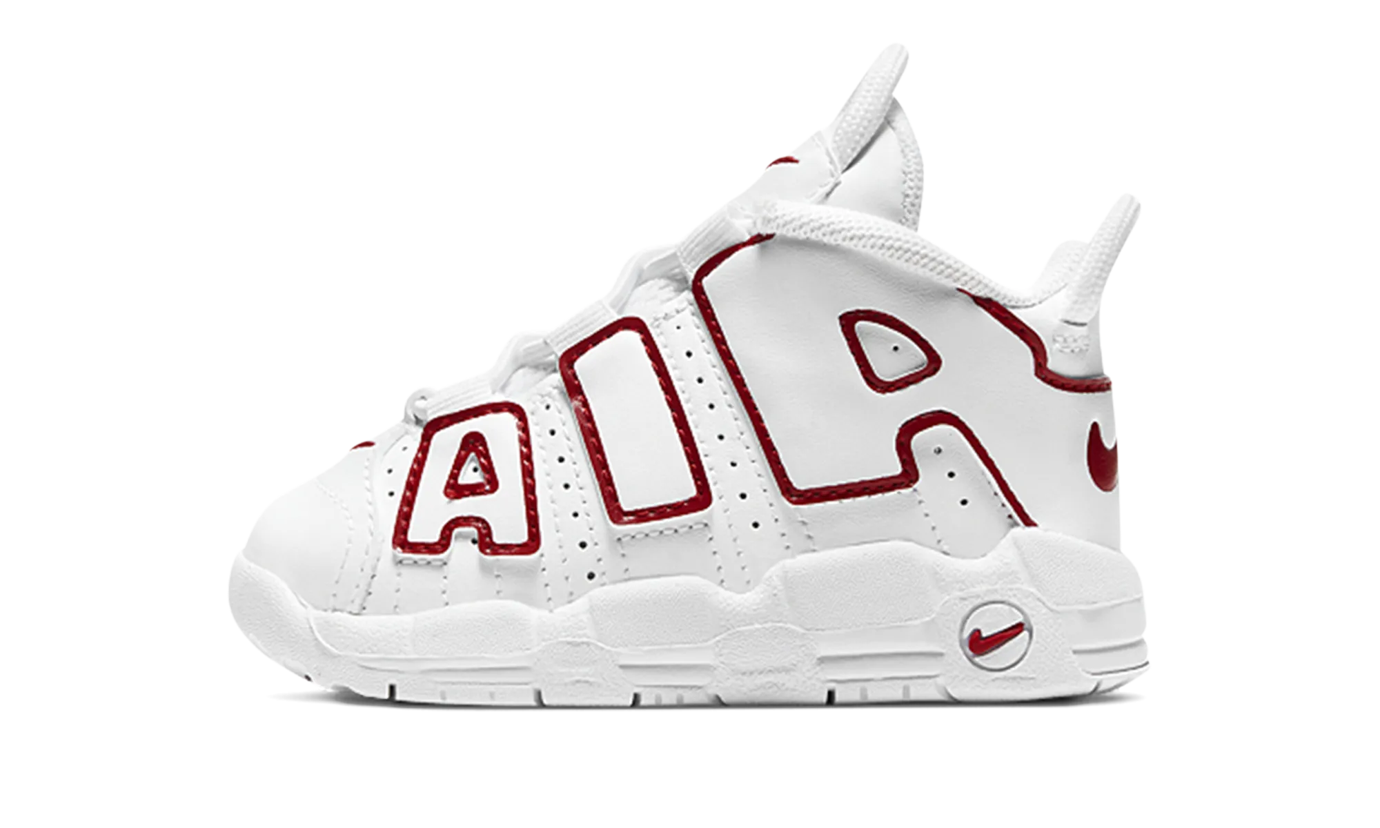Anti Irritation Seams Tongue Hold System Air More Uptempo Qs TD "WHITE VARSITY RED"
