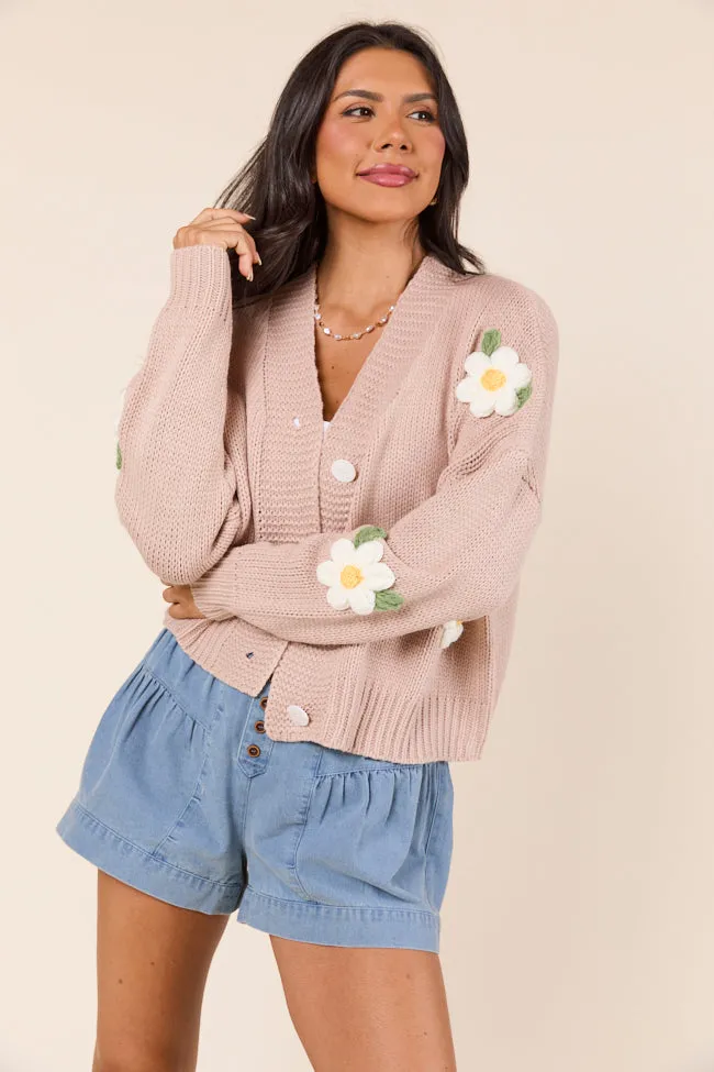 Cozy Jacket Planet Glow Samantha Long Sleeve Taupe Daisy Cardigan