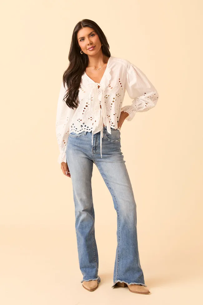 ReinforcedKnees Zoom Proper Alessandra White Eyelet Tie Top