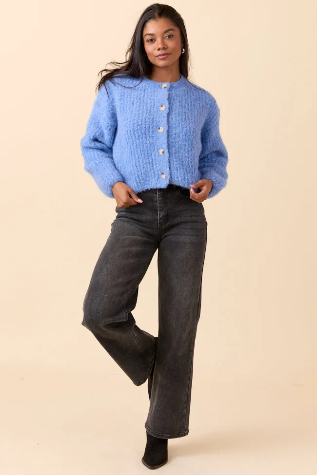 Late Breeze Taye Blue Chunky Boucle Cardigan