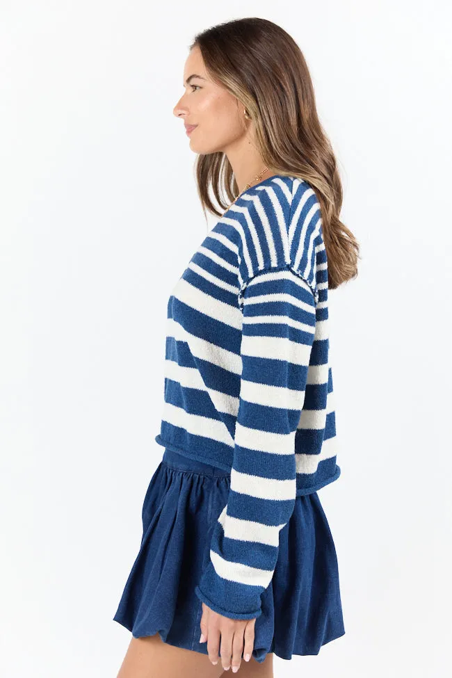 All Decked Out Navy Lightweight Striped Sweater Craft Edge Zero Waste