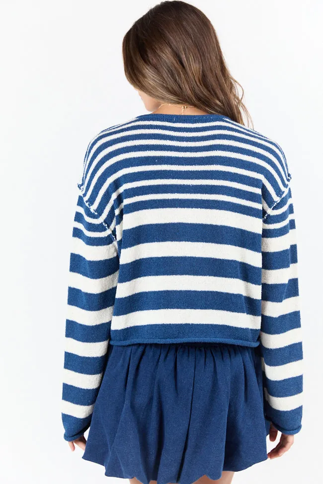 All Decked Out Navy Lightweight Striped Sweater ReinforcedKnees Ocean Glow