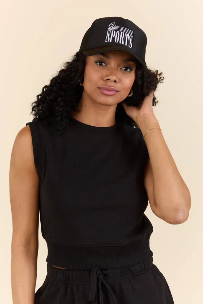 Clean Cut All Star Black Fitted Banded Waist Sleeveless Crop Top SALE