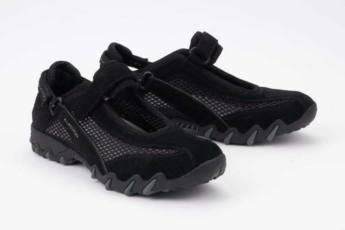 Allrounder Women's Niro Black Suede/Mesh Leaf Path Decorative stitching