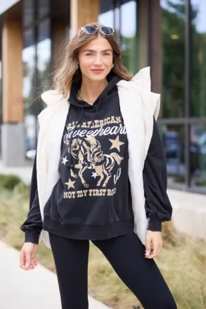 Green Soul American Sweetheart Black Oversized Graphic Hoodie