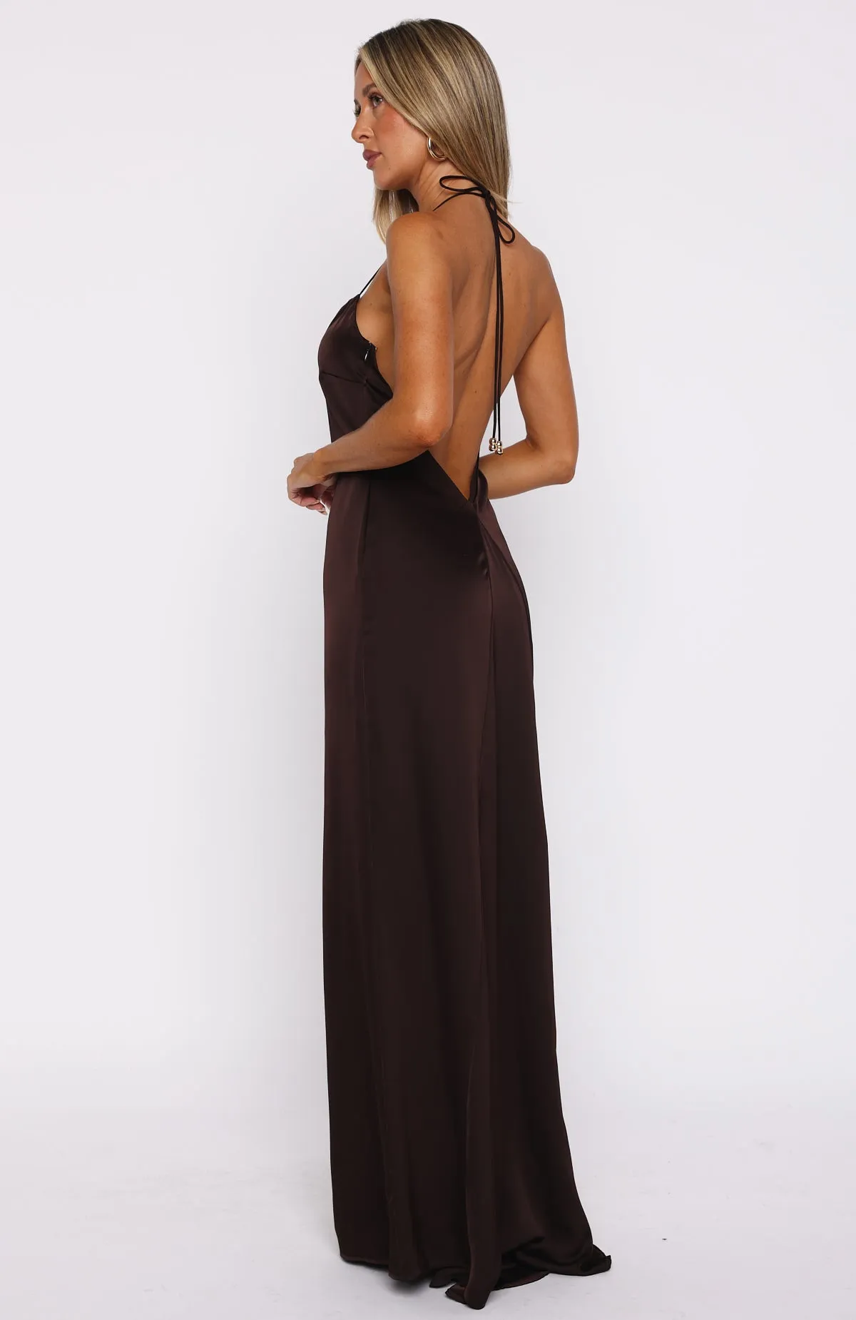 Amore Maxi Dress Dark Chocolate Silky Mood Chilly Day Comfort