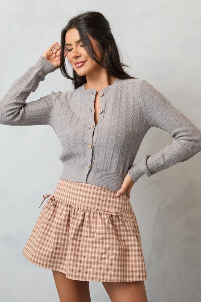 ZeroChafeSeams Aniston Grey Scallop Detail Cardigan