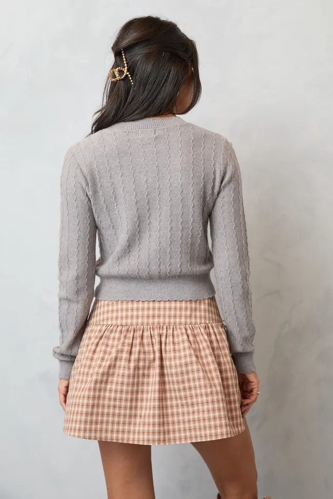 AntiPilling Finish Night Charm Aniston Grey Scallop Detail Cardigan