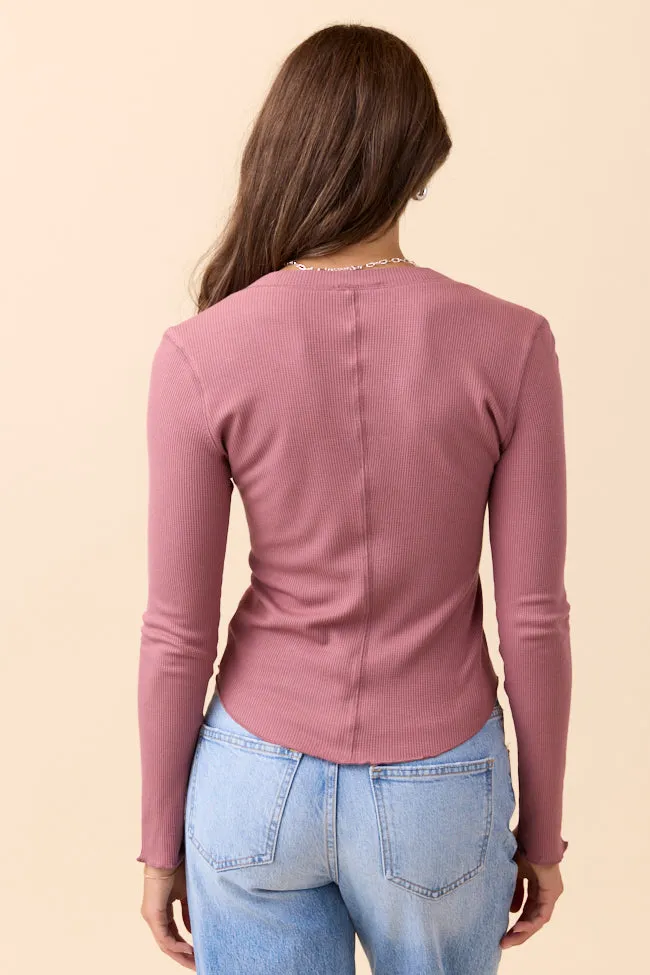 Luxury Core Harbor Style Anneliese Mauve Waffle Henley Top