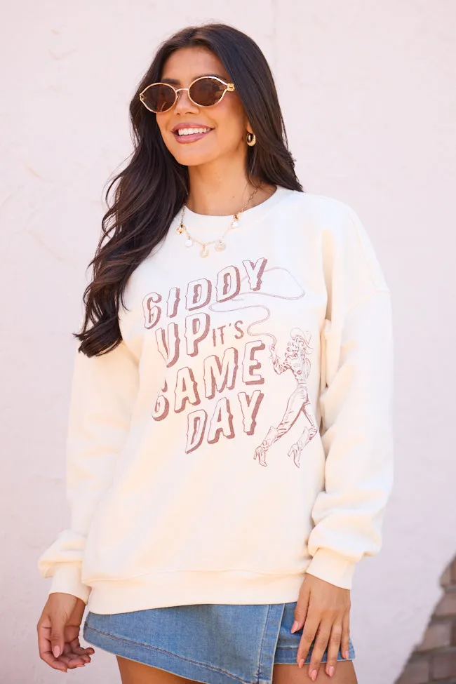 Relax Vibe Smart Design Giddy Up Game Day Cream Graphic Sweatshirt
