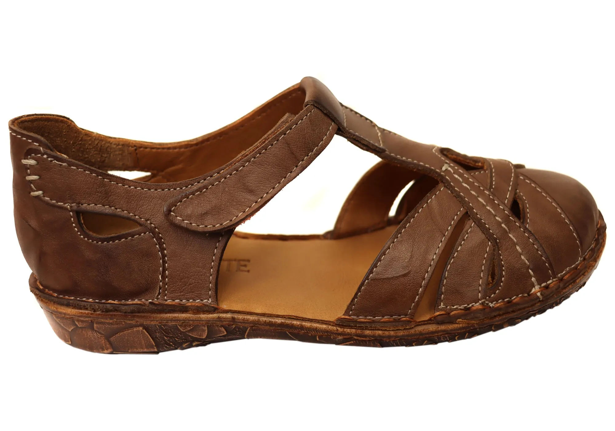 Contoured Footbed Shape Orizonte Banjo Womens European Comfortable Leather Shoes