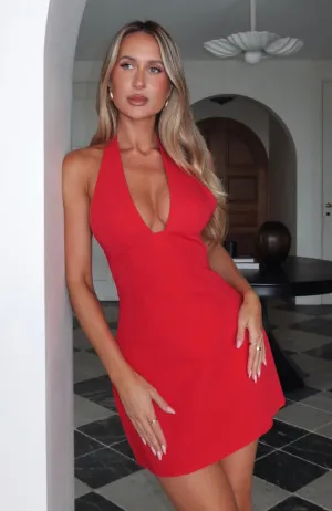 Slim Shape Flattering Comfort Wear Feelings For You Mini Dress Red