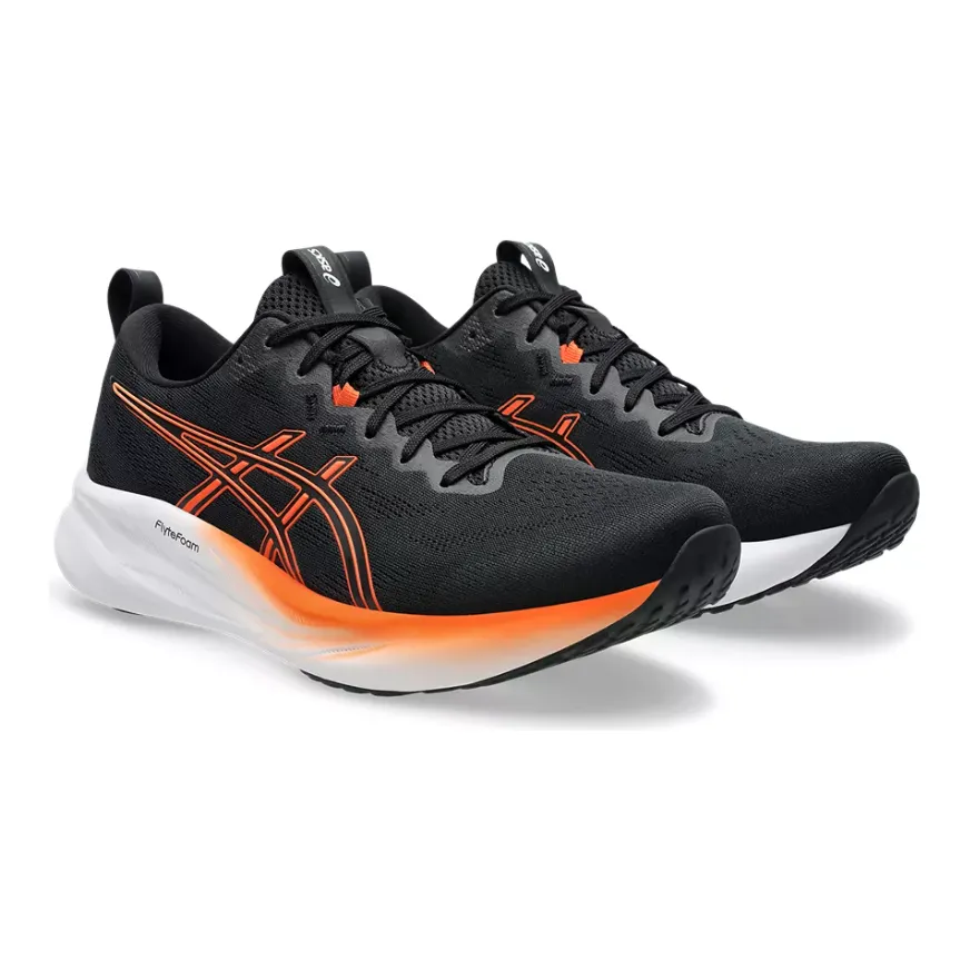 hot - weather shoes running in a color run Asics Mens Trainer Gel-Pulse 16 Black/Nova Orange