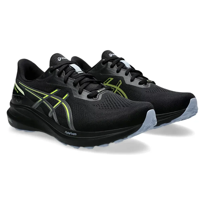 Abrasion Resistant Materials fluorescent running shoes Asics Mens Trainer GT-1000 13 GTX Black/Safety Yellow