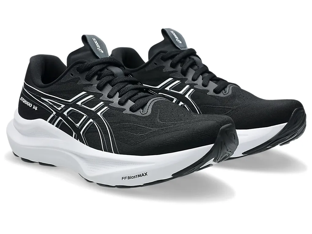 Asics Mens Trainer GT-2000 14 Black/White Pressure Distribution Pad Elastic tongue