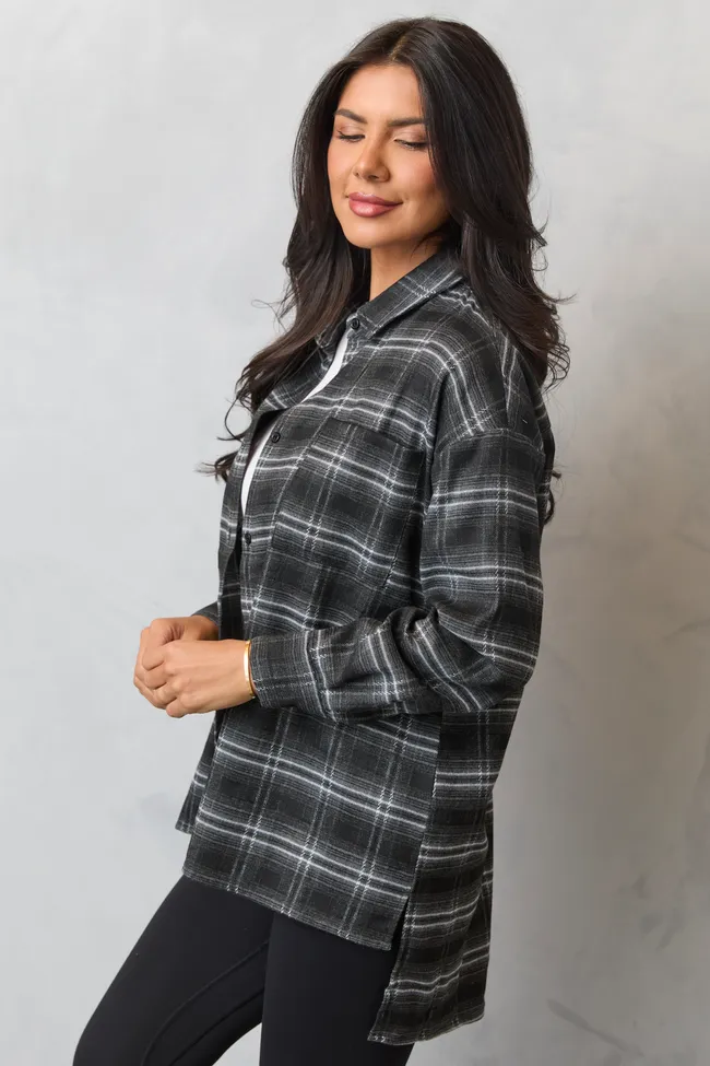 Autumn Black Plaid Flannel Top MultiPocket Design Recycled Fit