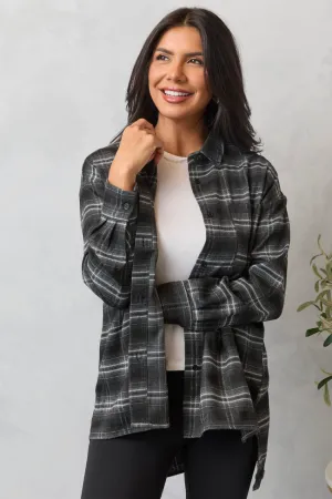 Autumn Black Plaid Flannel Top Thick Glow