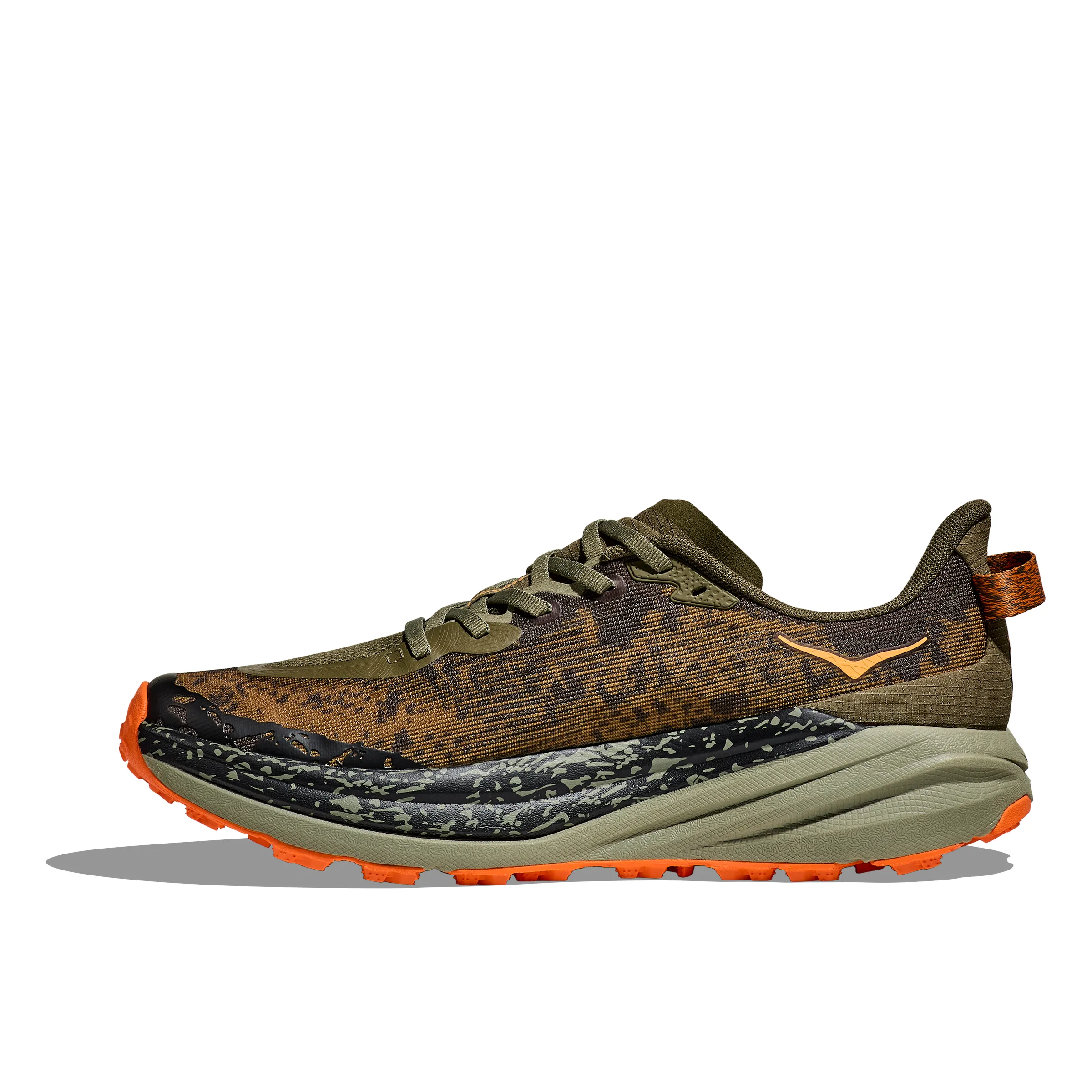 traction - pattern sole shoes Hoka Mens Trainer Speedgoat 6 Antique Olive/Squash