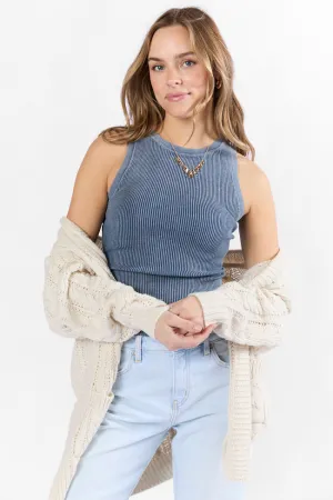 Teacher Chic Dynamic Glow Back To Square One Acid Washed Ribbed High Neck Tank SALE