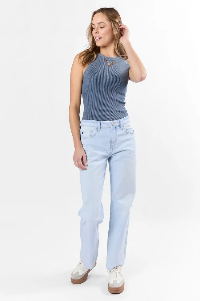 Back To Square One Acid Washed Ribbed High Neck Tank SALE Light Jacket