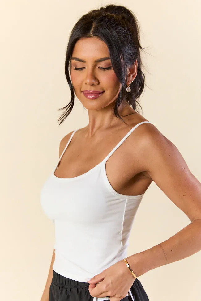 Windproof Outer Layer Ballet Bliss White Soft Knit Jersey Camisole