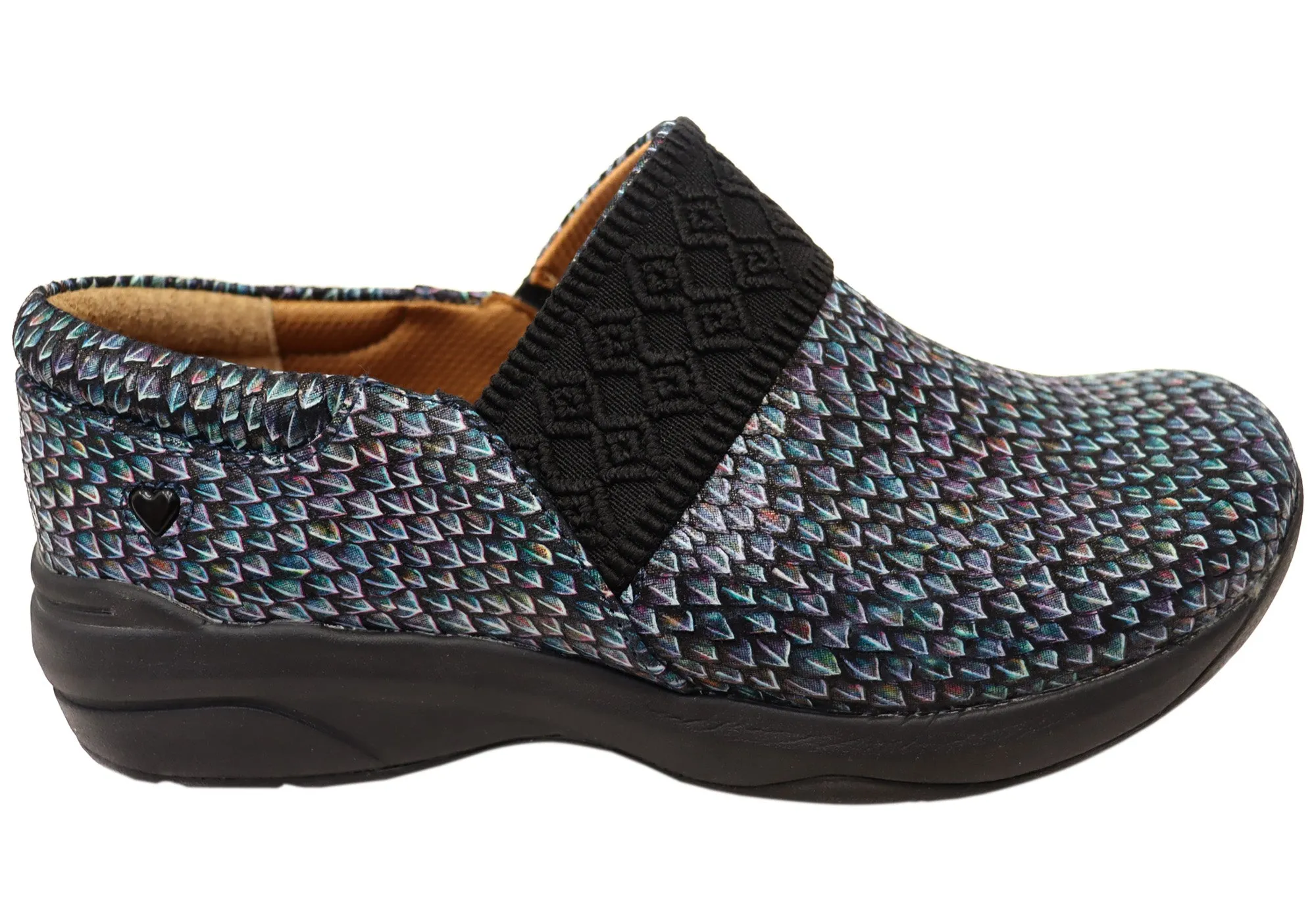 flex design Nurse Mates Cally Womens Comfortable Wide Fit Leather Slip On Shoes