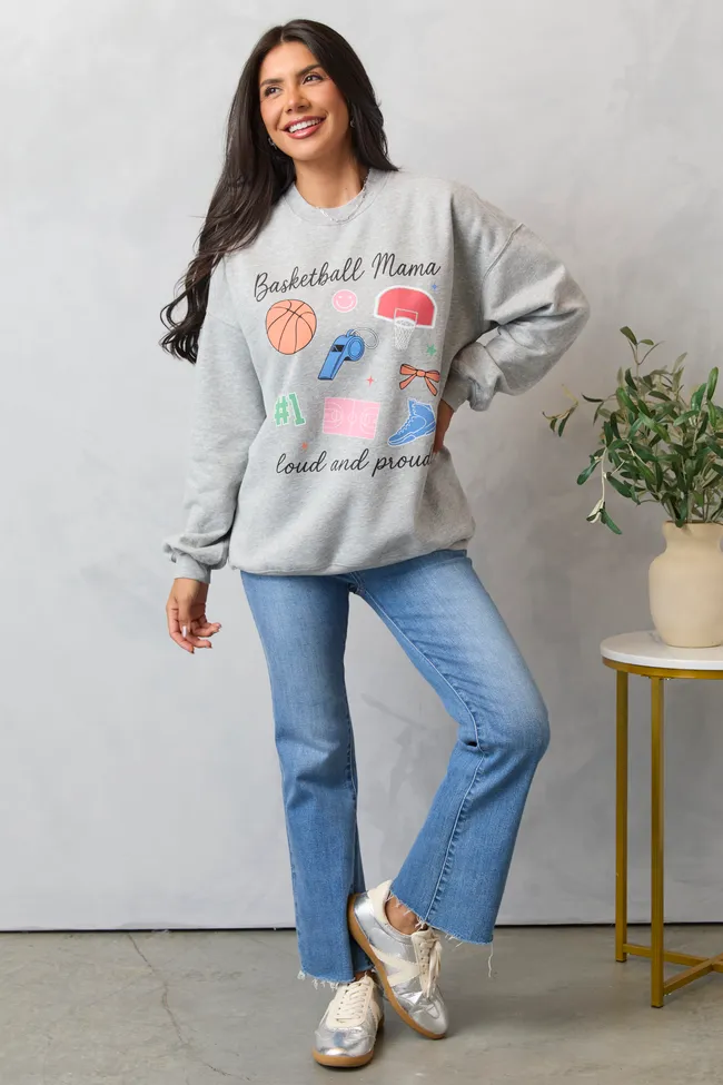 Basketball Mama Icons Light Grey Graphic Sweatshirt british retro