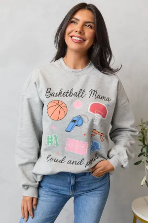 Ergonomic Cut Beach Ease Basketball Mama Icons Light Grey Graphic Sweatshirt