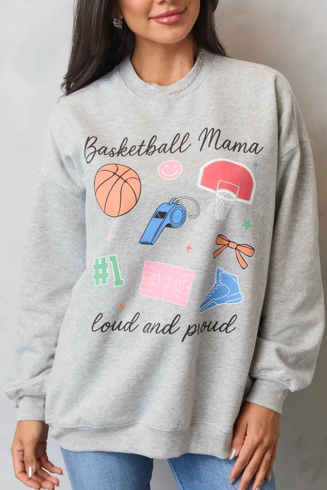 Basketball Mama Icons Light Grey Graphic Sweatshirt Slim Fit Jeans