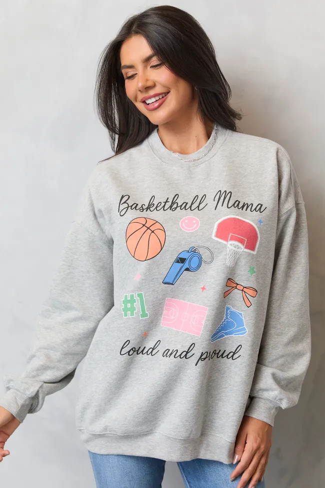 Cozy Robe Basketball Mama Icons Light Grey Graphic Sweatshirt