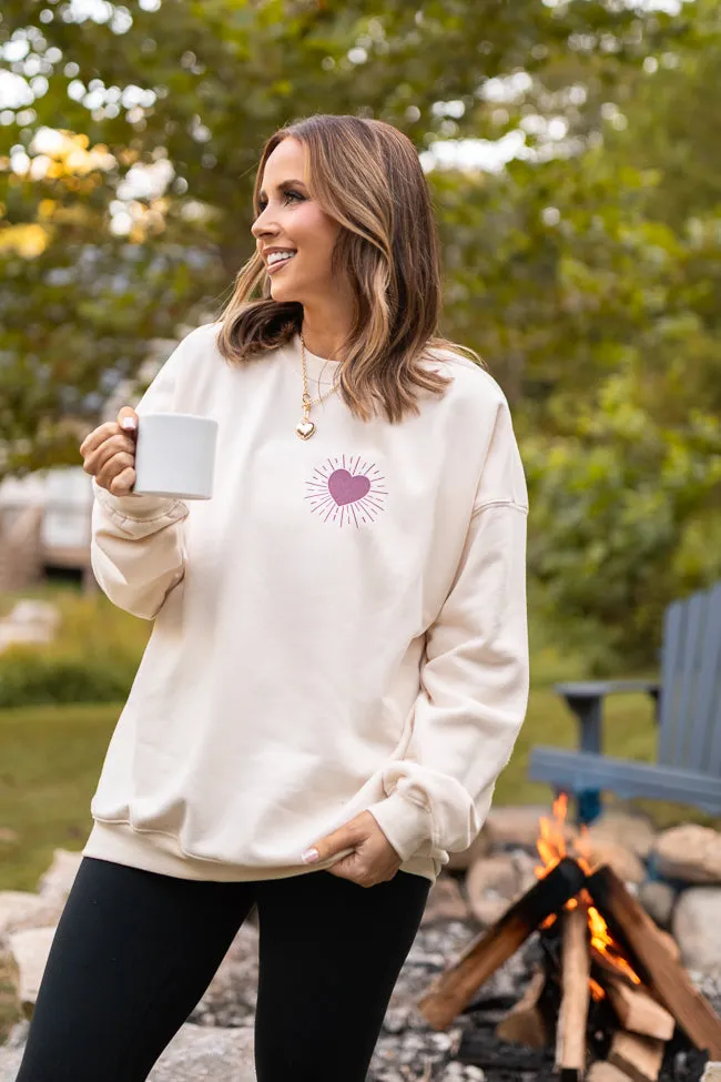 Be The Light Cream Graphic Sweatshirt Emily Fauver X Pink Lily Hot Core Casual Bottoms