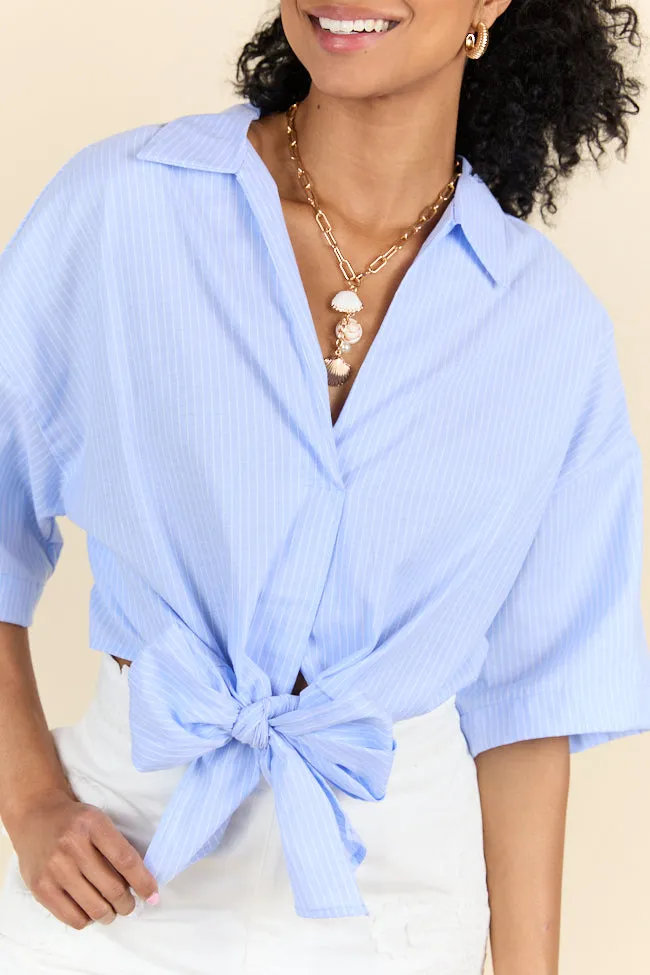 Best Dressed Blue Tie Woven Top SALE WaterRepellent