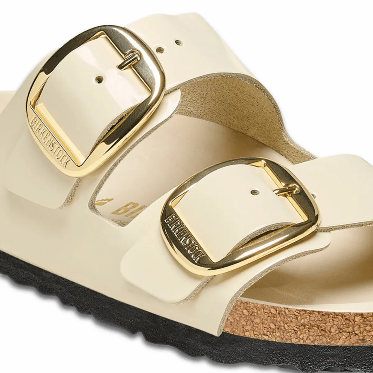 Ergonomic Shape Comfort Walk Birkenstock Women's Arizona Big Buckle High Shine Ecru Leather