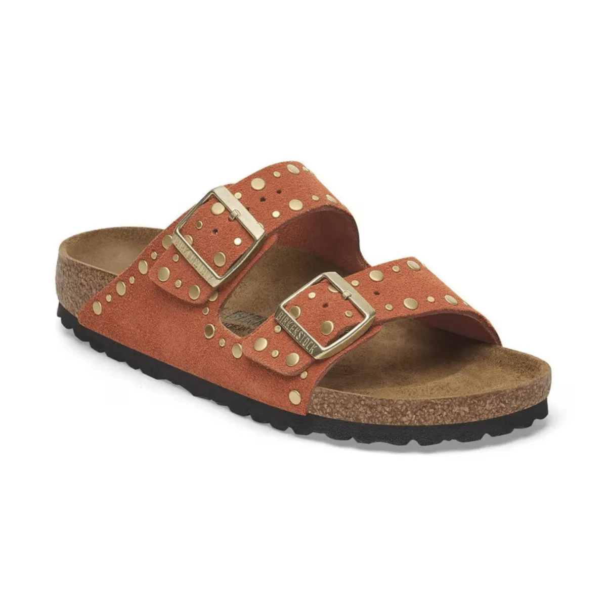 Birkenstock Women's Arizona Rivets Dark Rust Suede Hill Stroll Fog Path