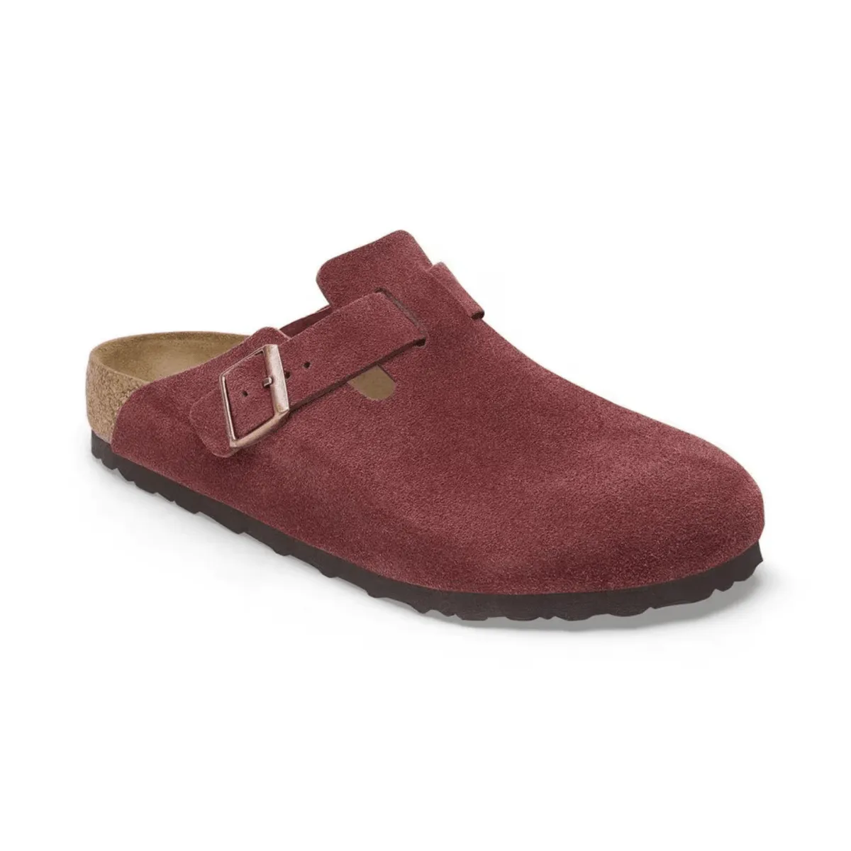 Birkenstock Women's Boston Zinfandel Suede Leather Air Cushion Buckle Strap