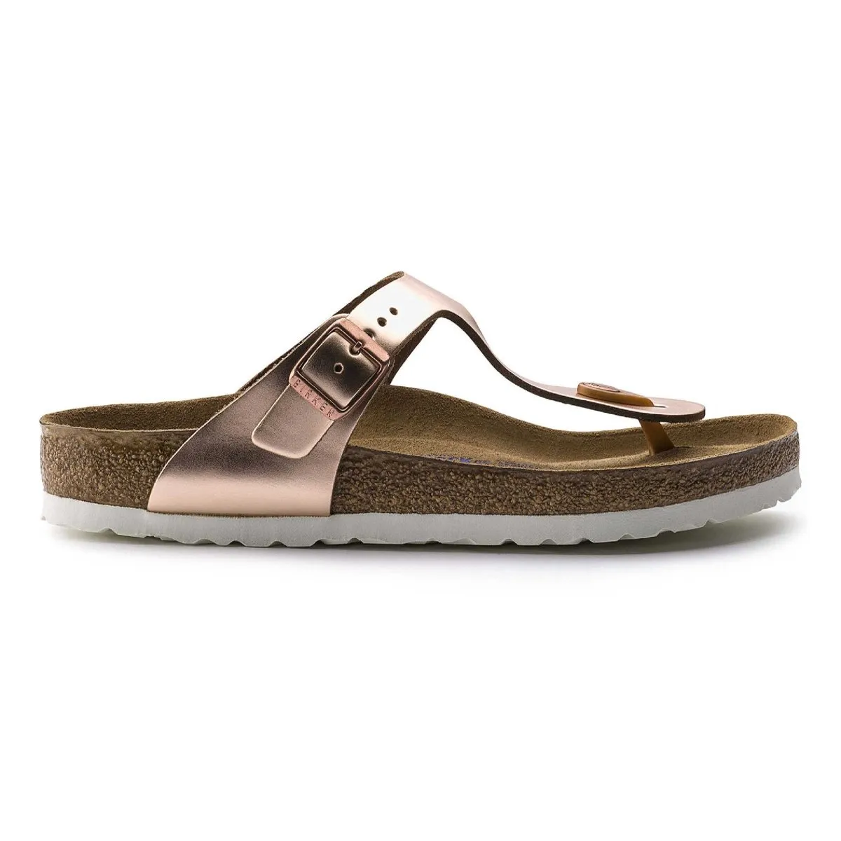 Birkenstock Women's Gizeh SOFT Footbed Copper Metallic Leather Bounce Step Refined Edge