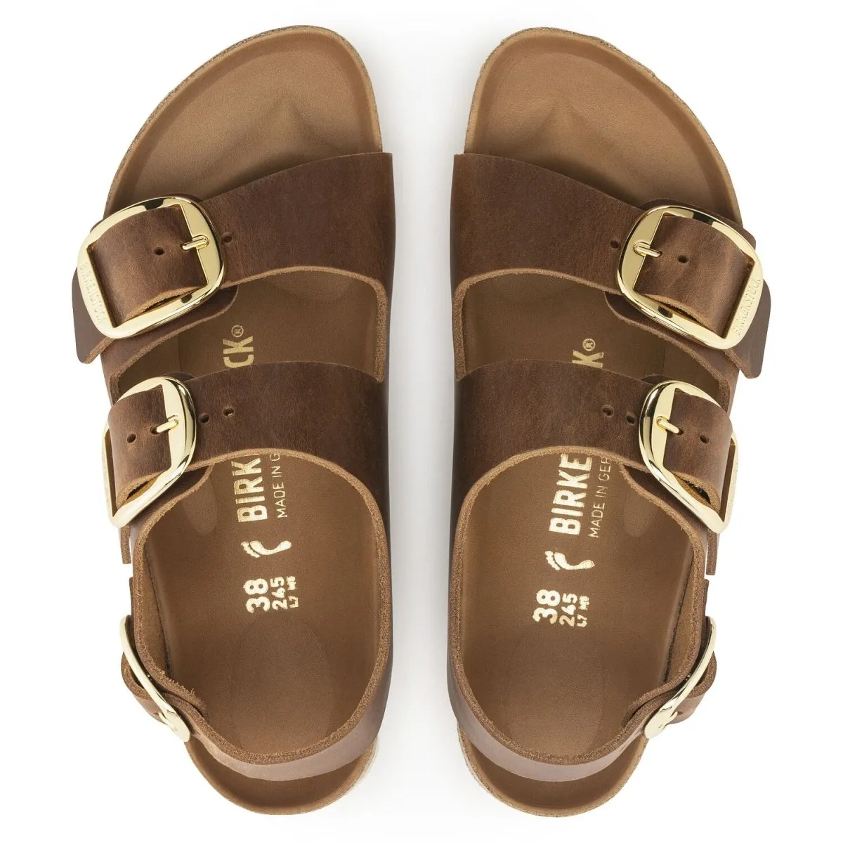Work Wear Travel Edge Birkenstock Women's Milano Big Buckle Cognac Oiled Leather