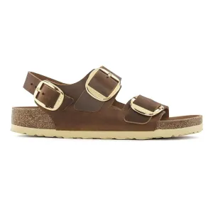 Birkenstock Women's Milano Big Buckle Cognac Oiled Leather Casual Style Daily Grace