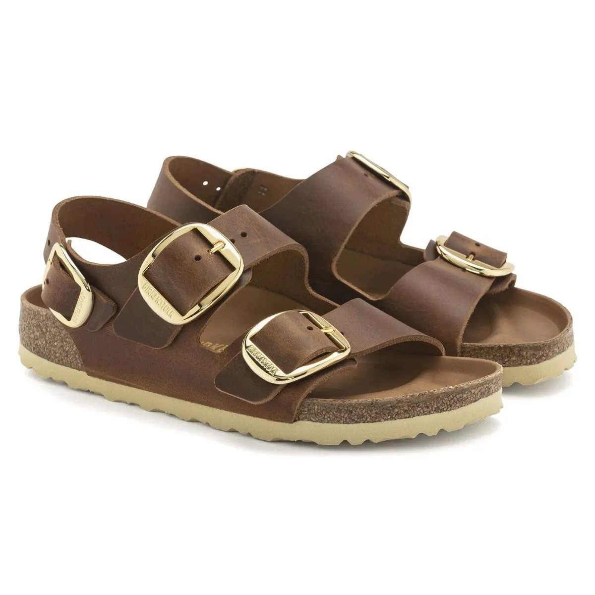 Wedges Birkenstock Women's Milano Big Buckle Cognac Oiled Leather