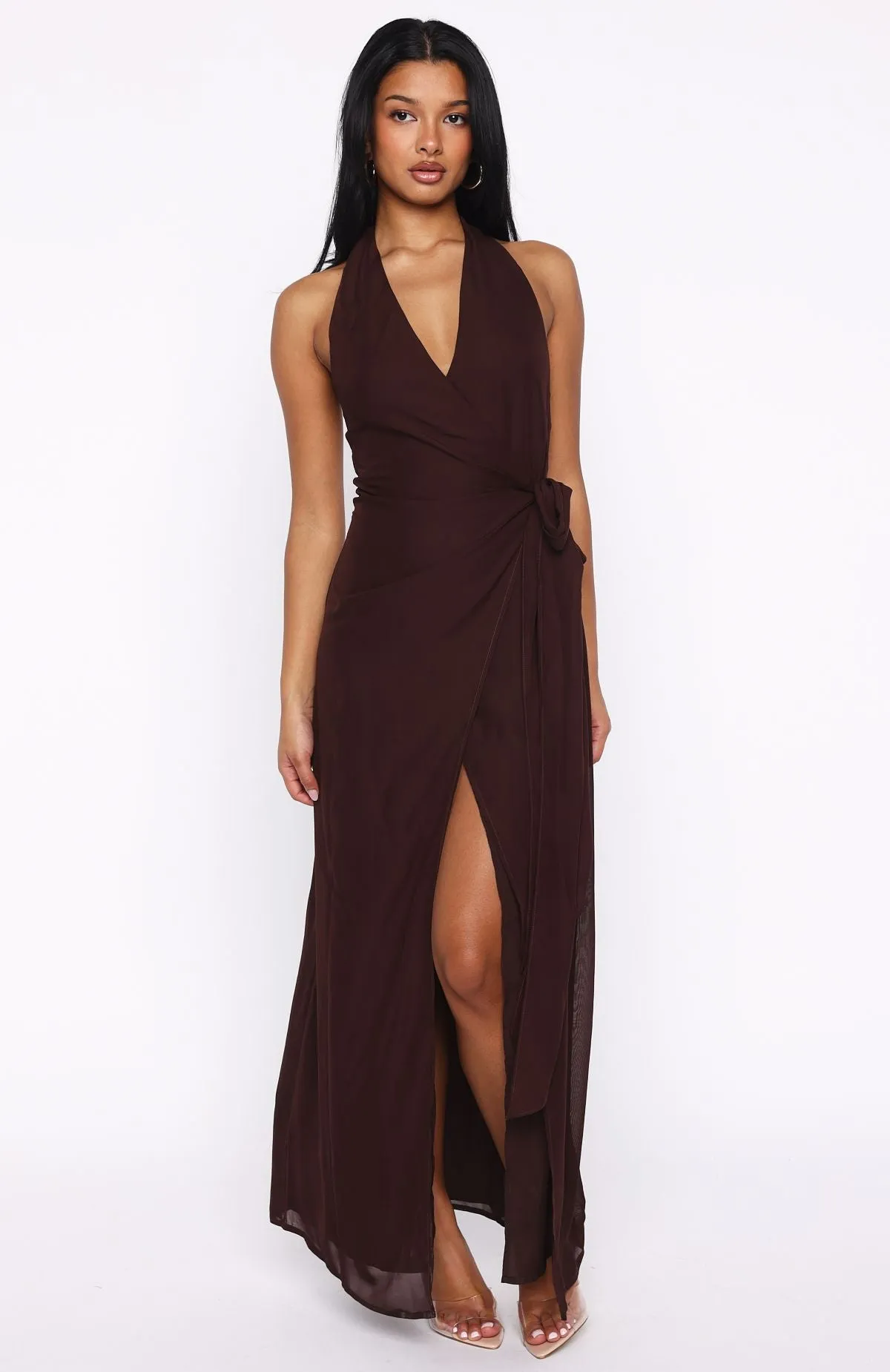 How I Feel Halter Maxi Dress Chocolate Grace Flow