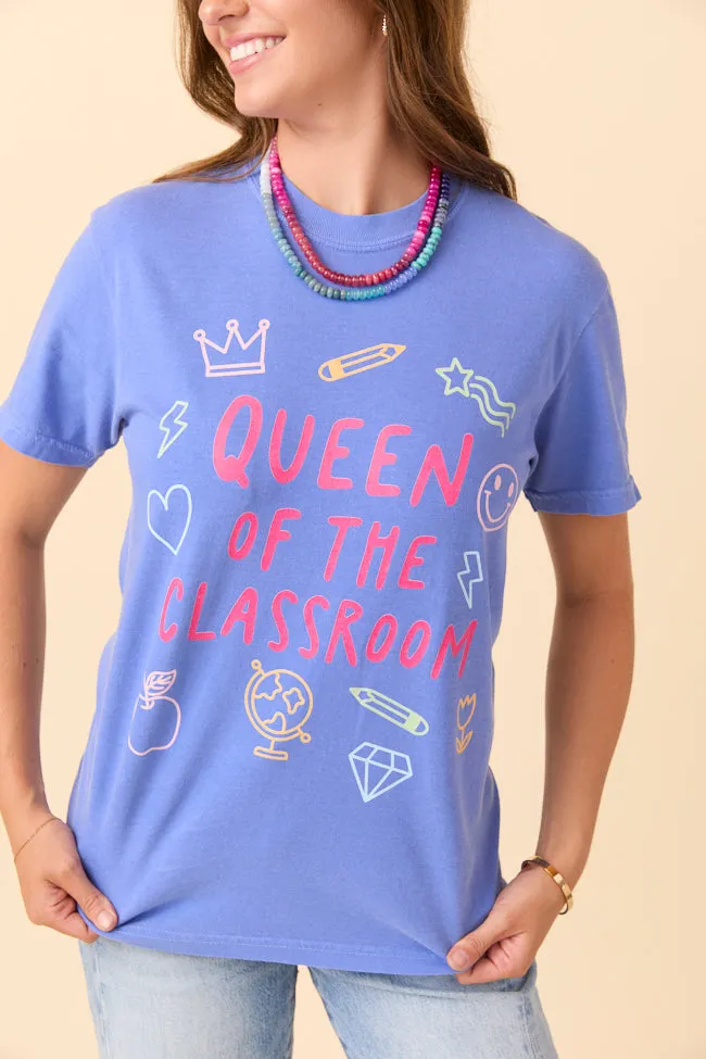 Queen Of The Classroom Blue Graphic Tee Light Flow Sporty Dress